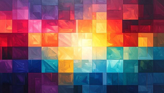 A vibrant abstract image of multicolored squares