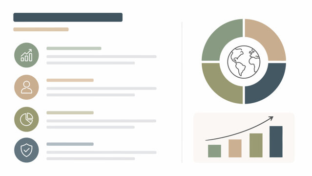 Earth Tone Global Business Infographic Vector Dashboard Template