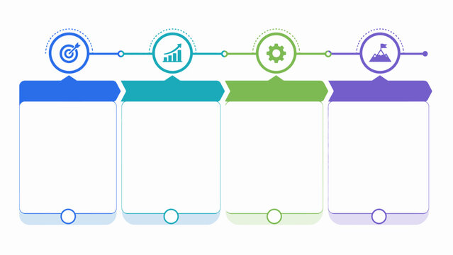 Modern 4 Step Infographic Vector Workflow Diagram with Icons and Copy Space