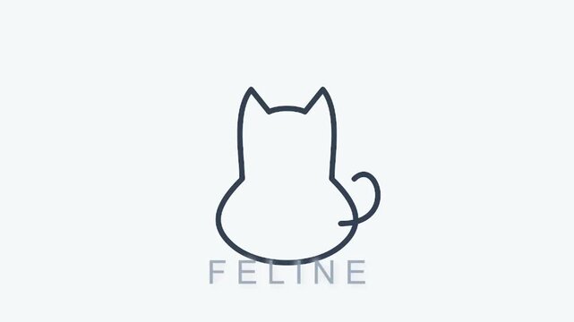 Minimalist line art illustration of a sitting cat viewed from the back a simple outline vector design ideal for pet-related branding app icons or web elements