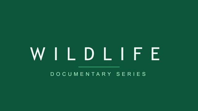 Modern typography for a Wildlife Documentary Series title card presented on a clean dark green background ideal for nature programming branding