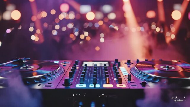 DJ turntable with colorful lights symbolizing conceptual art and dynamic energy