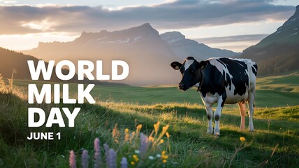 World milk day june 1 with cow in field