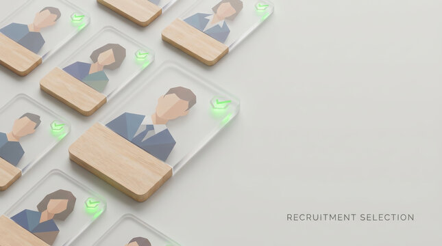 Recruitment Selection and HR Management Platform Concept with 3D Isometric Candidate Profiles for Corporate Hiring Talent Acquisition and Digital Human Resources SaaS Technology Solutions