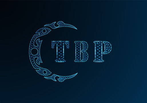 Low poly letter logo TBP design. TBP letter logo low poly vector design on blue color gradient background. TBP logo low poly design