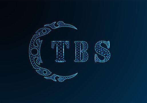 Low poly letter logo TBS design. TBS letter logo low poly vector design on blue color gradient background. TBS logo low poly design
