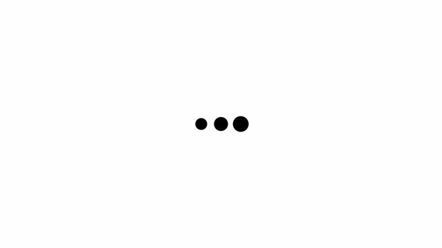 Three dot looping loading animation on a transparent background, Text message popping up animation with alpha channel, 3 dot slow network animation
