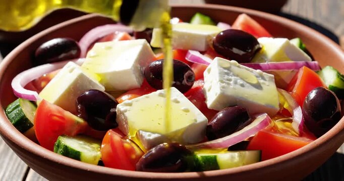 Greek salad with feta cheese.