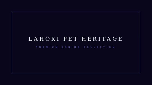 Elegant minimalist typography for Lahori Pet Heritage Premium Canine Collection presented on a dark background with a subtle border perfect for luxury pet branding and corporate identity