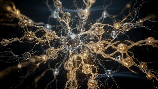 Abstract glowing neural network connections with futuristic digital technology and brain synapses concept