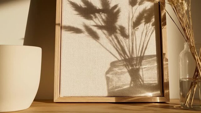 Minimalist decor with shadow art symbolizing conceptual art and dynamic energy