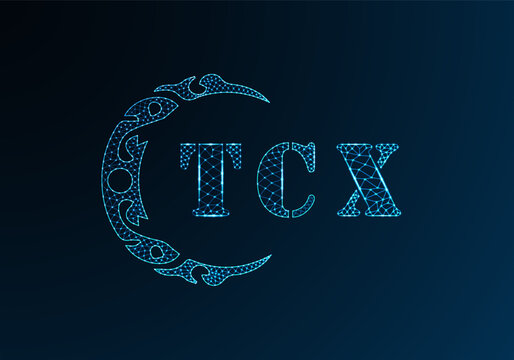 Low poly letter logo TCX design. TCX letter logo low poly vector design on blue color gradient background. TCX logo low poly design