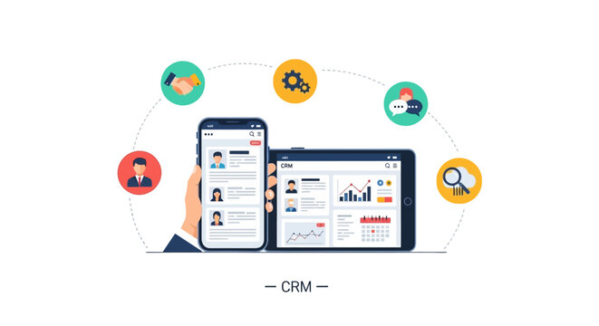 Customer Relationship Management Software Interface on Devices.