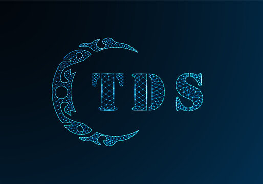 Low poly letter logo TDS design. TDS letter logo low poly vector design on blue color gradient background. TDS logo low poly design