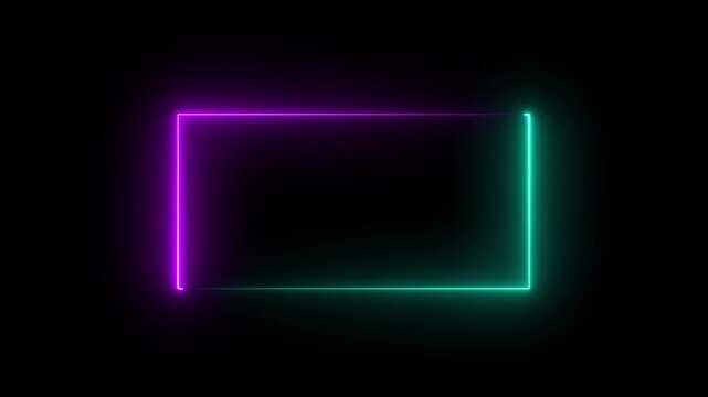 Animation of glowing neon rectangles abstract background. abstract glowing blue neon rectangle border frame. tow ton rectangle picture frame concept