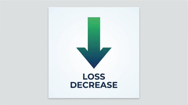 Green arrow down, loss decrease sign, financial reduction icon, vector symbol