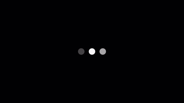 Three dot looping loading animation on a transparent background, Text message popping up animation with alpha channel, 3 dot slow network animation
