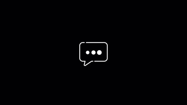Three dot looping loading animation on a transparent background, Text message popping up animation with alpha channel, 3 dot slow network animation
