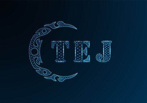 Low poly letter logo TEJ design. TEJ letter logo low poly vector design on blue color gradient background. TEJ logo low poly design