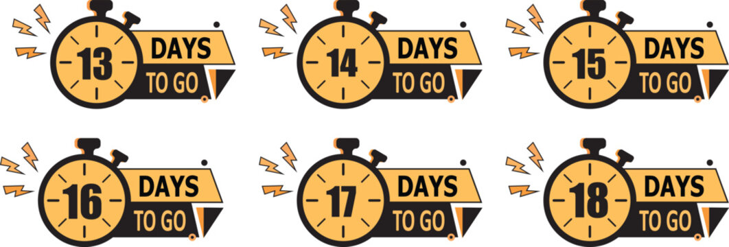 countdown 1, 2 3 4, days to go banner set, Number of days left sign for sale and promotion featuring professional vector graphics. limited time offer countdown collection, 
