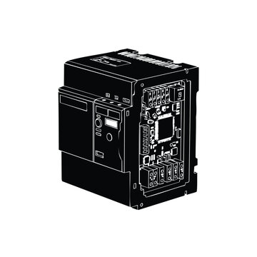 Programmable logic controller silhouette set bundle for industrial design.