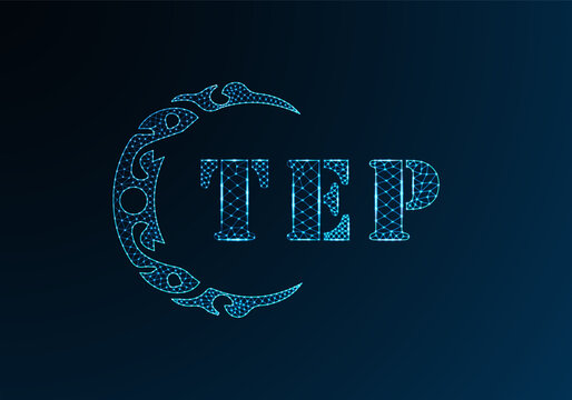 Low poly letter logo TEP design. TEP letter logo low poly vector design on blue color gradient background. TEP logo low poly design