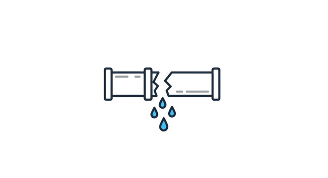 Leaking broken water pipe icon.