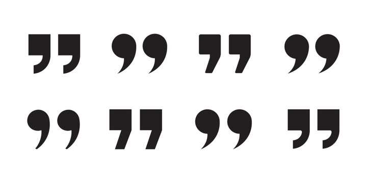 Quote Mark Symbols Set. Quotation Marks, Speech Marks, Comma Signs Vector Collection