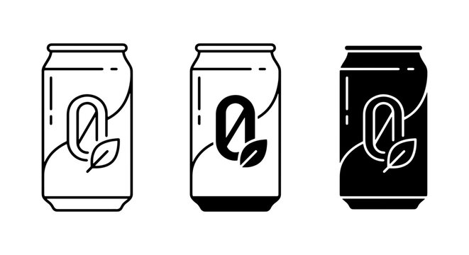 Zero Sugar Drink Can Icons, Refreshing Beverage Vector Set, Healthy Lifestyle Beverage Graphics