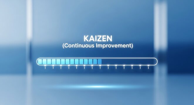 Kaizen progress bar with continuous improvement text