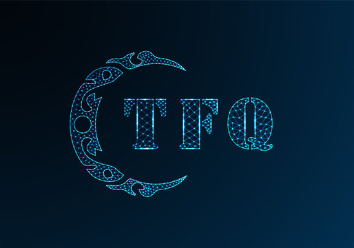 Low poly letter logo TFQ design. TFQ letter logo low poly vector design on blue color gradient background. TFQ logo low poly design