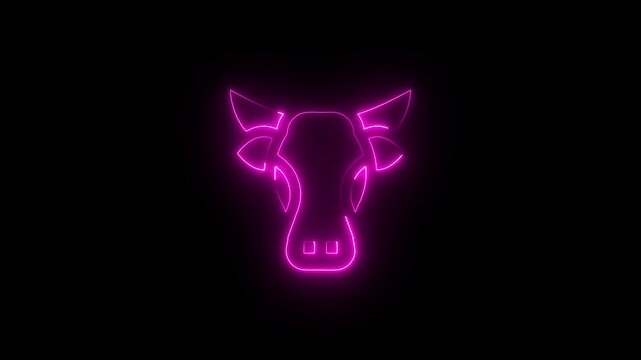 Pink neon cow head with horns