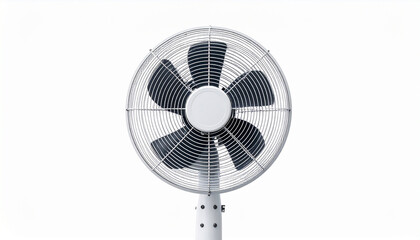 Obraz premium White pedestal fan with black blades on a clean white background