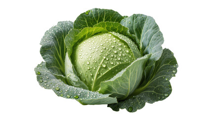 Fototapeta premium Fresh green Savoy cabbage head with water droplets