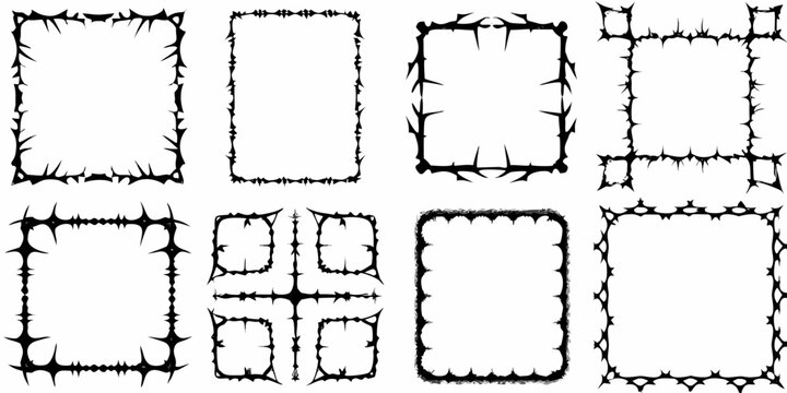 gothic horror frames collection black vector illustration on white background