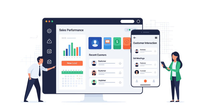 Modern Business Dashboard on Desktop and Mobile Devices.