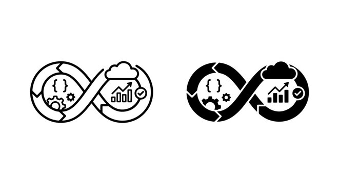 DevOps Infinity Loop Icons, Continuous Integration Workflow, Agile Development Process