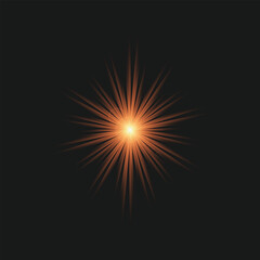Fototapeta premium Bright Orange Starburst Light Explosion on Black Background.