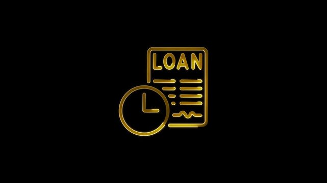 Gold loan document with clock on black background clock black background metallic financial concept