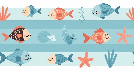 Obraz premium Ocean's Gentle Ripple: A Playful School of Friends.