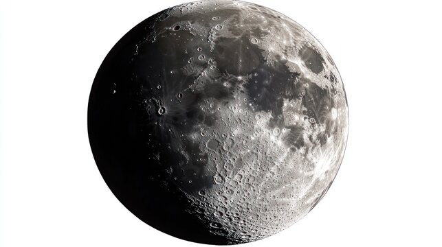 Full moon, dark side visible, craters, grayscale