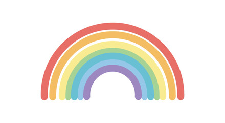 Fototapeta premium Colorful rainbow graphic with red, orange, yellow, green, blue, and purple hues on a white background.