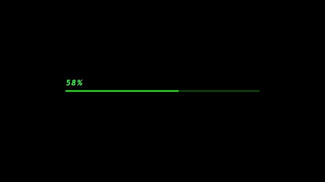 Retro pixel loading bar animation near completion in old-school game interface on clean black background