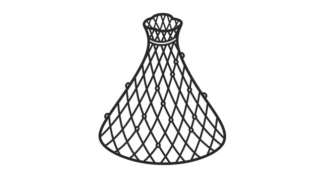 Abstract illustration of a fishing net with a decorative top on white background