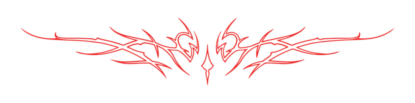 hand drawn symetrical pinstriping illustrations line art style, good for element design, gothic theme, y2k style 