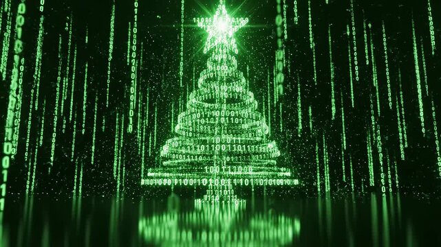 Binary code forming a tree emphasizing advanced technology and cybersecurity