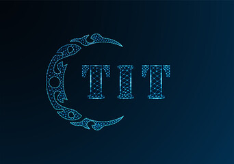 Low poly letter logo TIT design. TIT letter logo low poly vector design on blue color gradient background. TIT logo low poly design © MdAminul