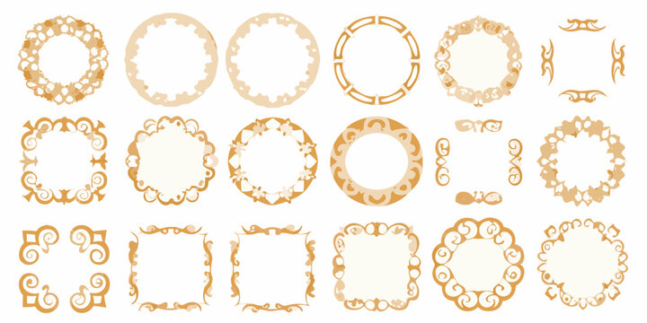 baroque and rococo frame set vector illustration golden ornaments