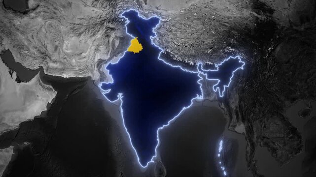 punjab map animation, india state highlight, geographic territory effect, regional border visualization, political map display