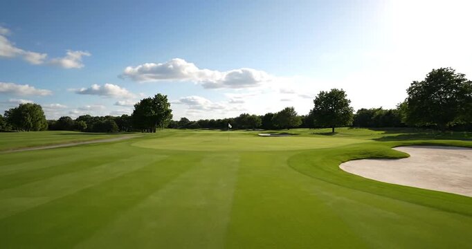 Golf course with sand trap bunker.